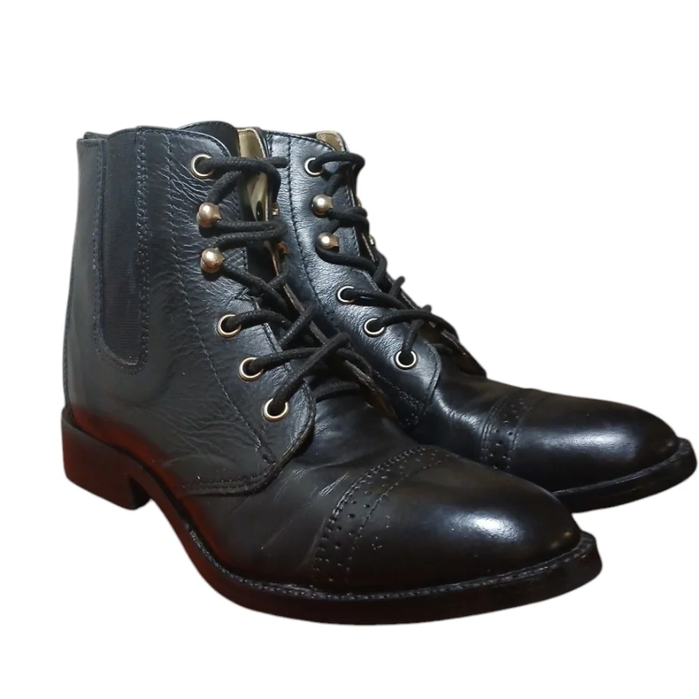 Black Lace-Up Ankle Boots Women's Size 6 Black Booties